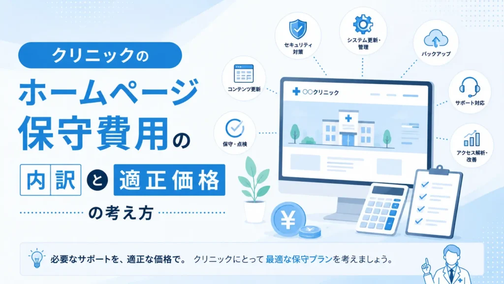 クリニックのホームページ保守費用の内訳と適正価格の考え方